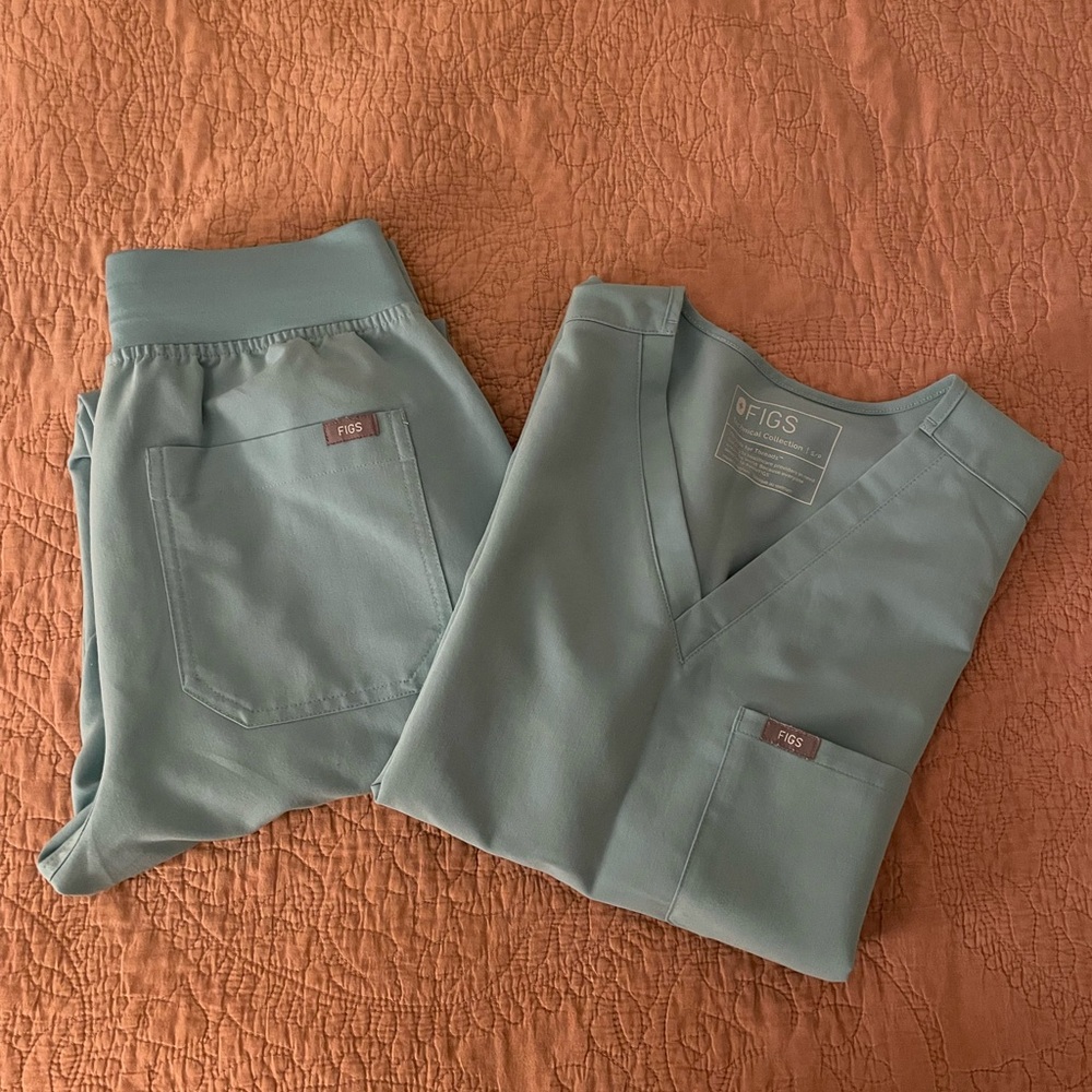 Figs Sage Green Scrub Top
